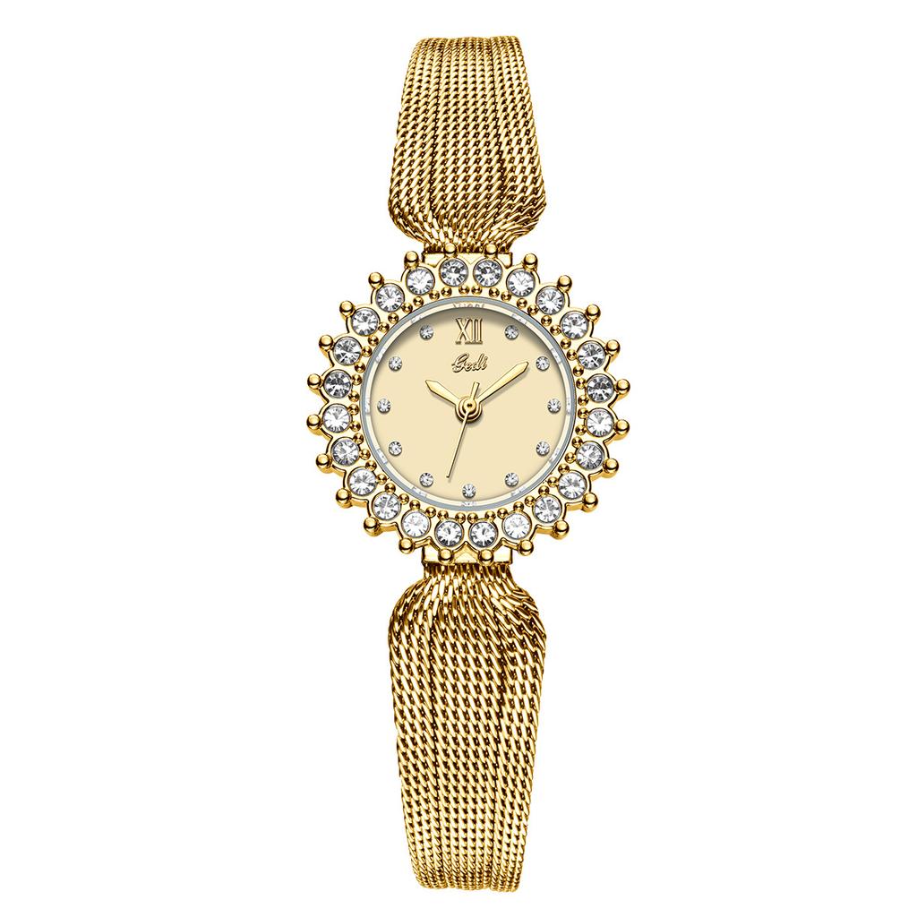 Mittelalterlicher Stil Diamantbesetzte Uhr Damen Leichter Luxus, Exquisite Mode, Elegantes und Hochwertiges Temperament Quarz Uhr
