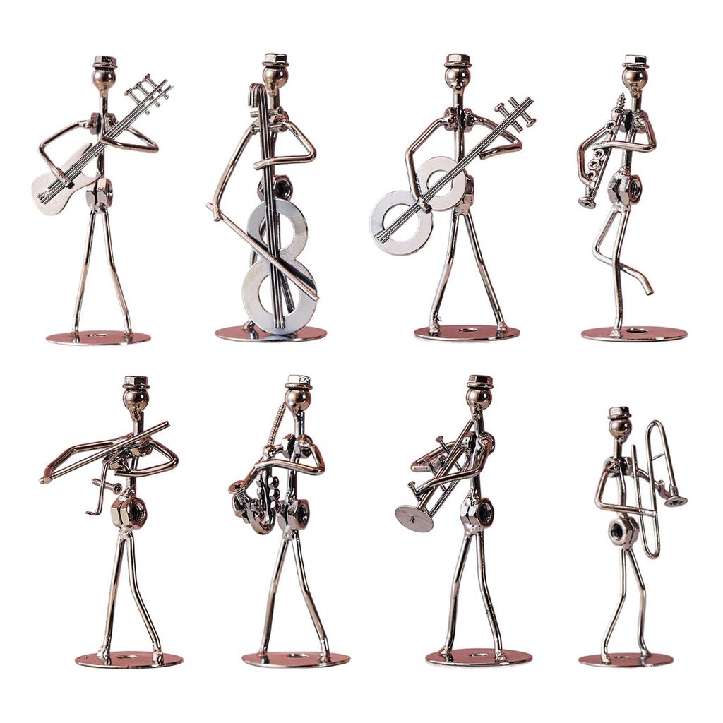 Musical Man Statue, Iron Wires and Screws Statue Home Decor, Musician Tabletop Figurine Desk Decoration for Bookshelf