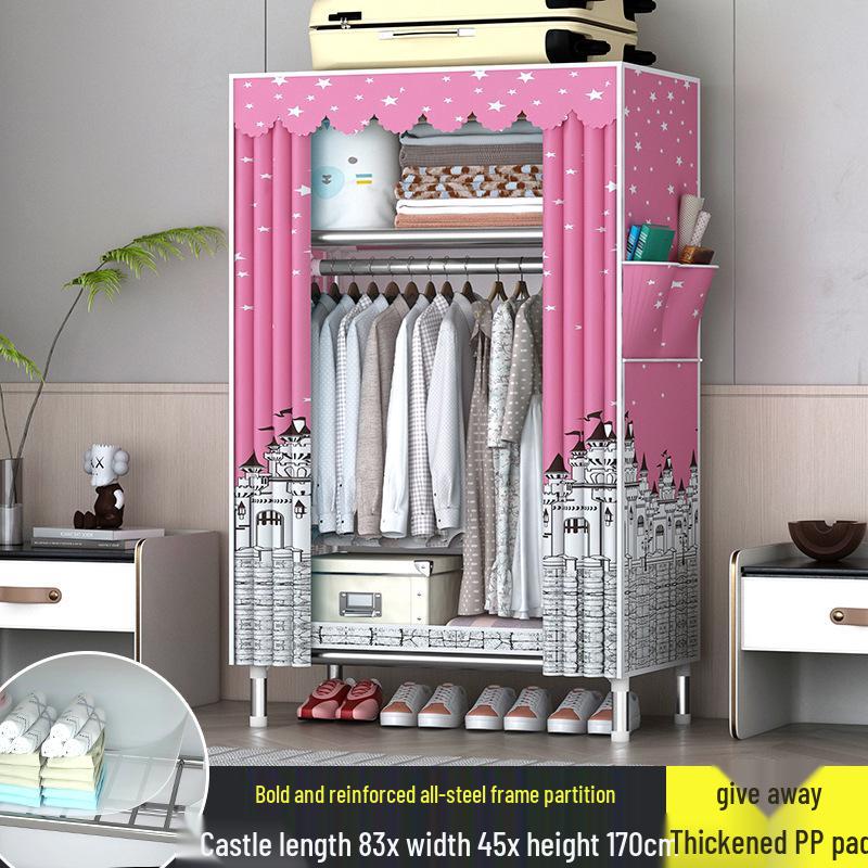 Sturdy All-Steel Cloth Wardrobe: Durable Bedroom Storage Cabinet for Easy Assembly
