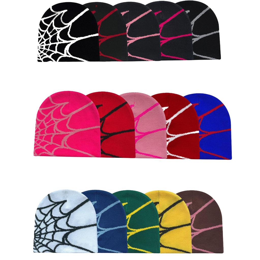 Knitted Beanie Hat Web Graphic Jacquard Beanie For Men Women Breathable Winter Warm Hat Skull Cap
