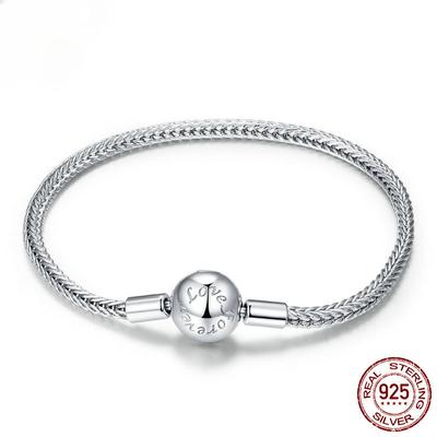 New S925 Sterling Silver Simple Basic Snake Bone Bracelet Versatile Platinum-plated Basic Chain