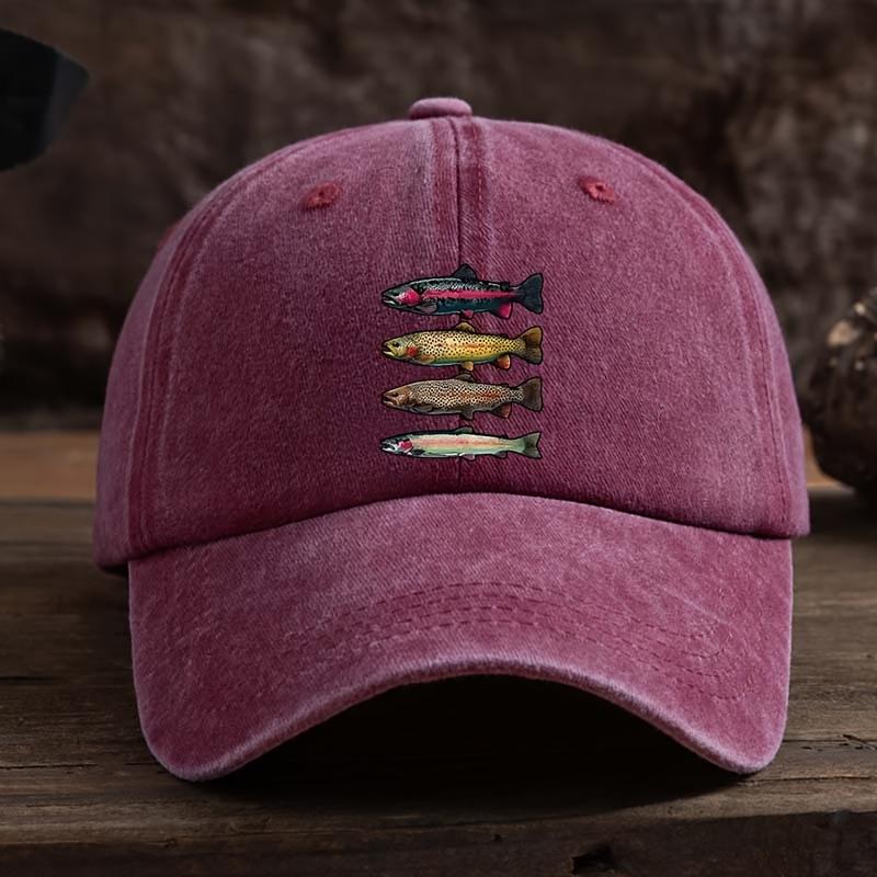 1pc Leisure Printed Baseball Cap for Women,Colorful Fish Design,Stylish Versatile Snapback Hat for Outdoor Activities Dailywear