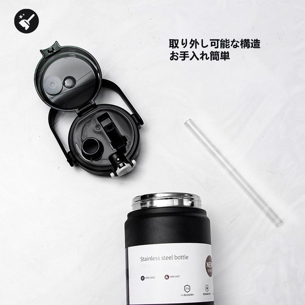 Water Bottle Liters Heat Cold Direct Includes Dual Thermos Easy to Thermal Stainless Steel Bottle 1000ml Portable green 1.2 Stylish, Retaining, Light,