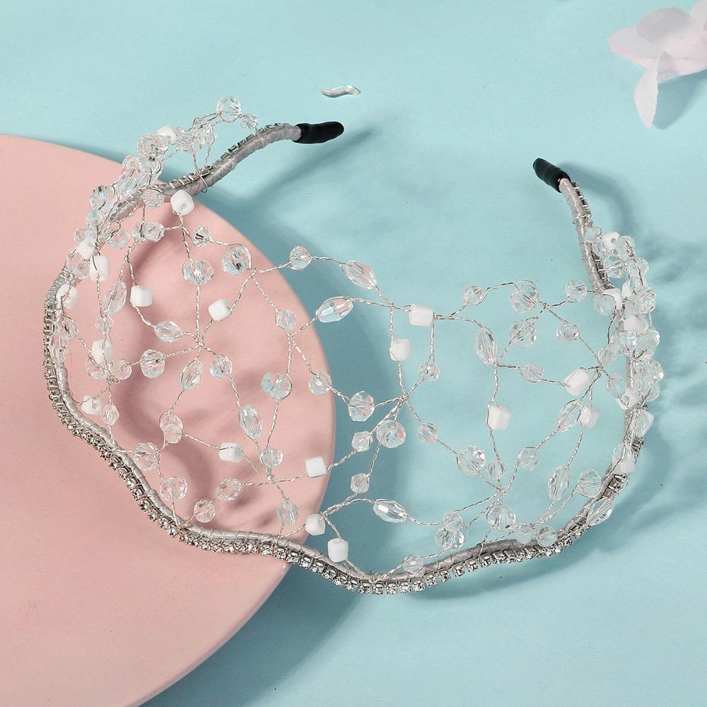 Handmade Hair Bands Ethnic Style Bride Headband Elegant Crystal Hair Net  Wedding Hair Accessories