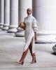 TS1229 Women's Casual High Neck Slit Knit Maxi Dress