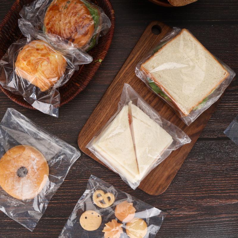 Selbstklebende Einweg-Hamburger-Tüten 100 Stück Transparent Lebensmittelecht für Sandwich Snack Backen Verpackung