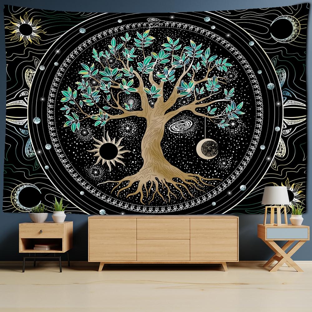 Aesthetic Tree Of Life Tapestry Wall Hanging Color Art Simple Hippie Witchcraft Mysterious Room Home Decor
