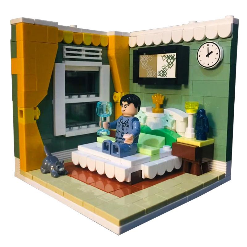 XB01401 MOC Small Particle Building Blocks for Home Decoration: Living Room, Bedroom, Study, Fitness Room