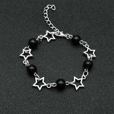 Pulseira Y2K Estrela Pulseira Pop Punk Artificial Moda Pulseira Estrela de Cinco Pontas Vazada