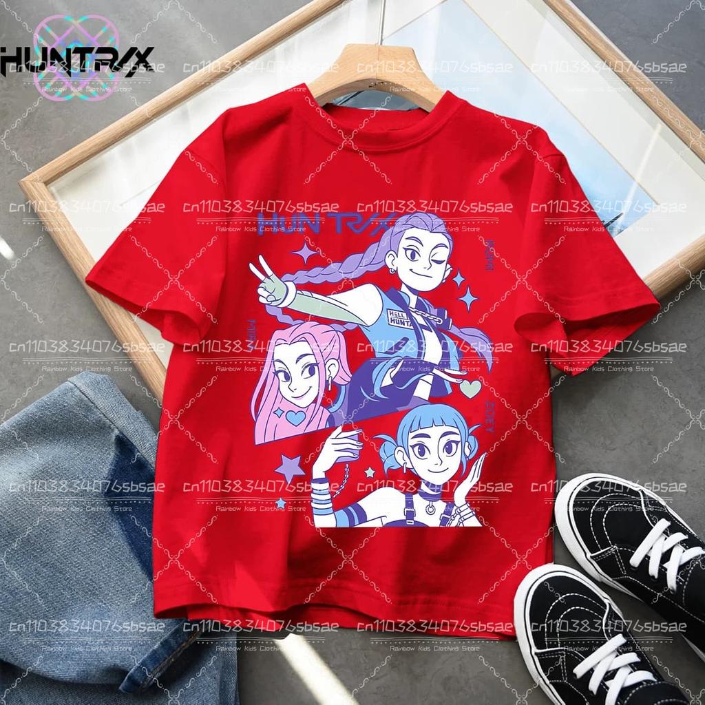 Tricouri Kpop Desene Animate Drăguțe Demon Hunters Huntrix Vară Băieți Fete Mânecă Scurtă Topuri cu Gât Rotund Anime Kpop Demon Hunters Tricou