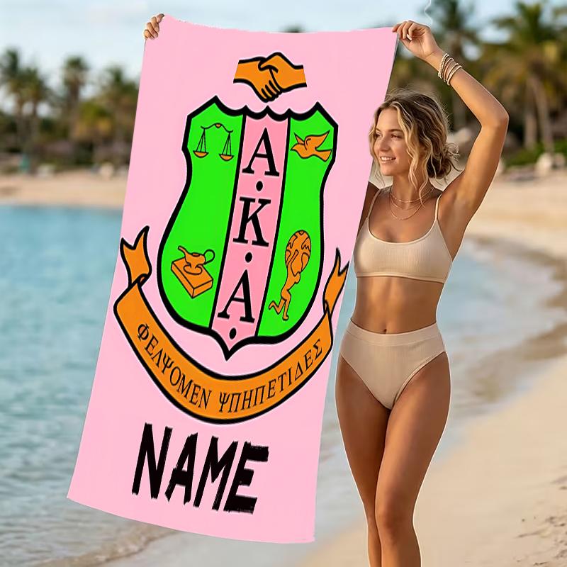 Customizable personalized beach towels Alpha Kappa Alpha logo themed designs.Suitable for the beach, yoga, sports;ideal as beach accessories