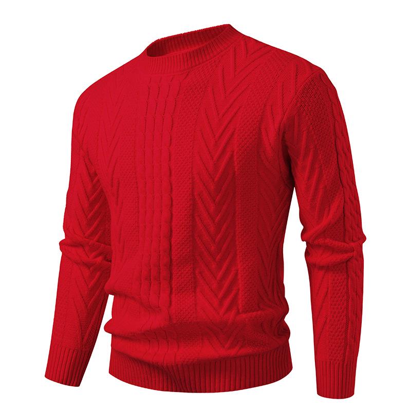 

Men s Trendy Cable Knit Casual Sweater - Loose Round Neck Knitwear XL червоний