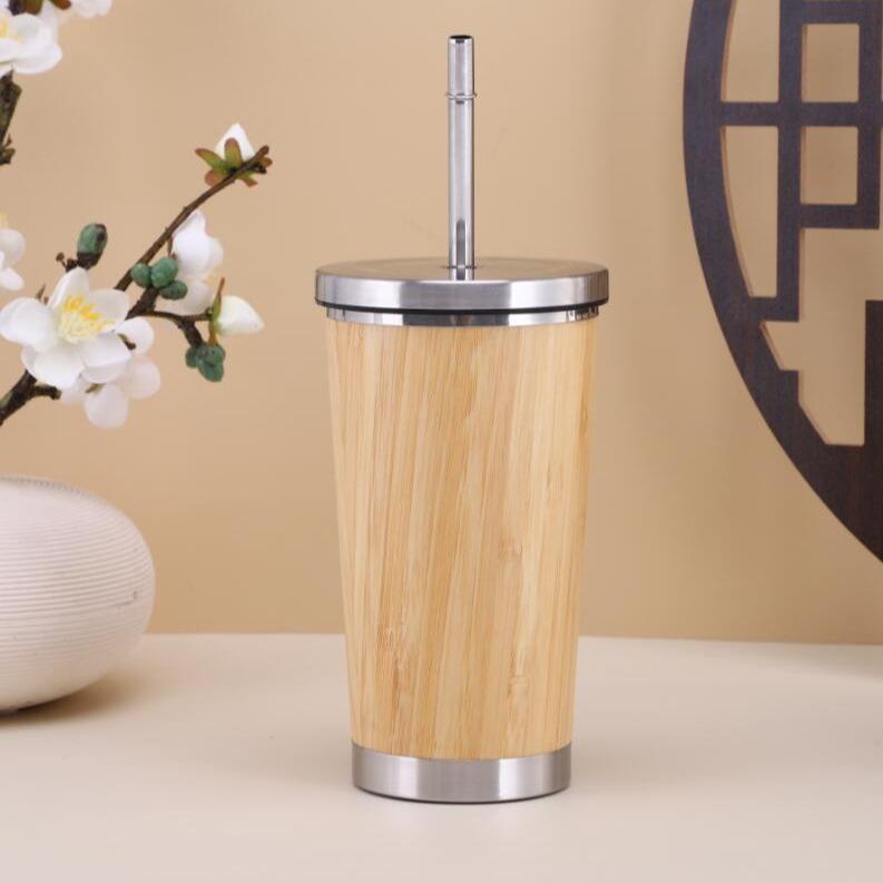 15oz Bamboo Tumbler Coffee Travel Tumbler ,coffee Mug Wooden Mug Bamboo Travel Insulated Coffee Mug