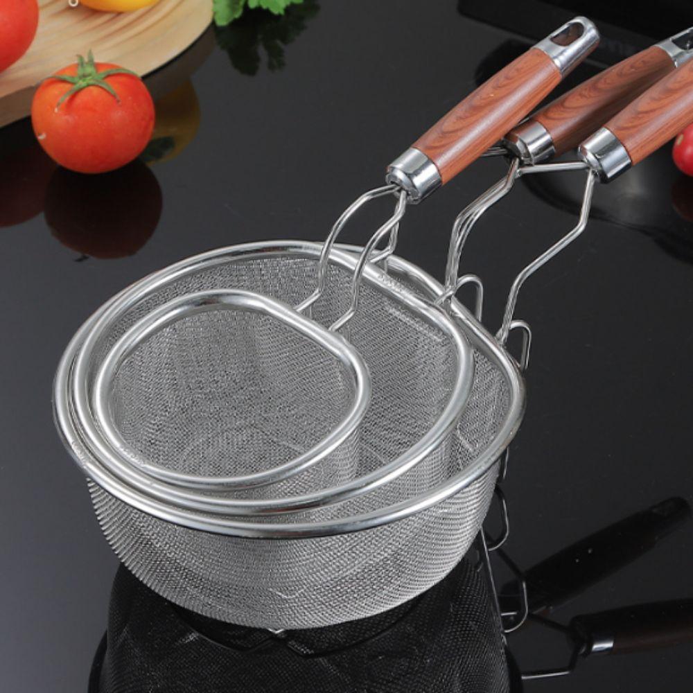 Wood Grain Wood 304 Stainless Steel Skimmer High Feet Kitchen Strainer Basket Soy Milk