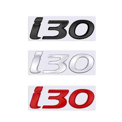 1Pc 3D Metal I30 Logo Emblem Glossy Black Chrome Silver Red Badge Decal Car Sticker Accessories