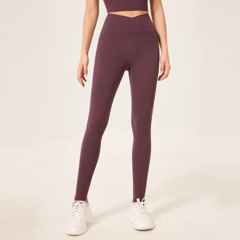 Womens High-Waisted Seamless Yoga Leggings With Built-in Brief 79% Nylon Stretch Fitness Pants Gym Running Cycling