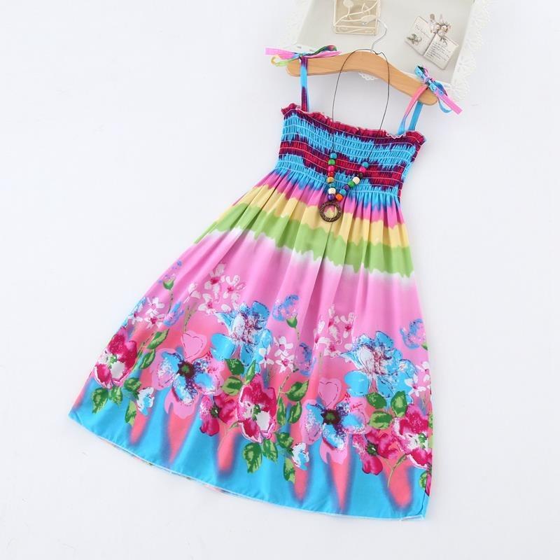 Shabohemian mother and daughter beach skirt parent-child suspender skirt girls floral vest skirt