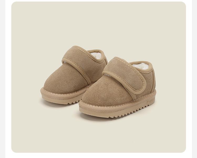 Korean Style Versatile Kids' Cotton Snow Boots, Solid Color Winter Walking Shoes, Plus Velvet for Toddlers and Babies.