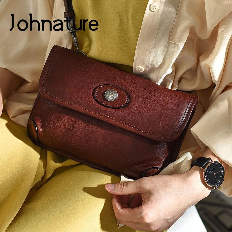 Johnature Geantă Mic Personalizată de Stradă din Piele Naturală Genți de umăr versatile retro din piele de vacă