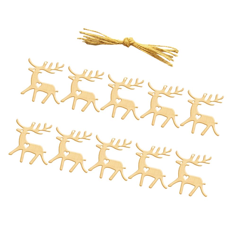 10pcs Merry Christmas Wooden Pieces Gift Tag Xmas Scrapbooking Embellishment