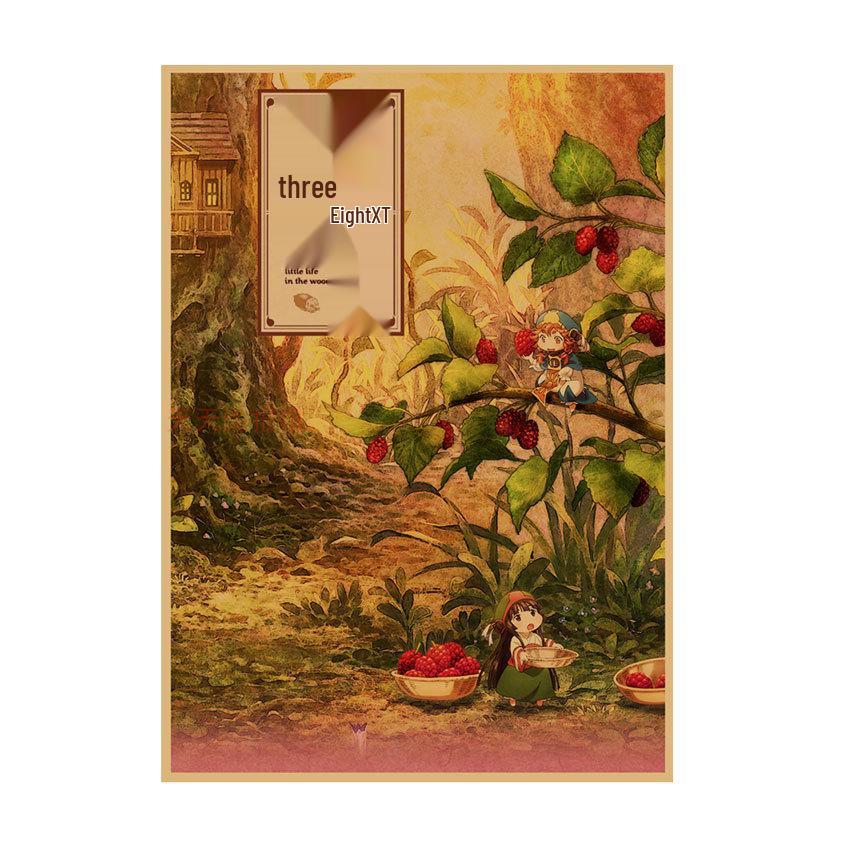 Anime Fairy Forest Poster for Kids' Room - Kraft Paper Cartoon Wall Art 630