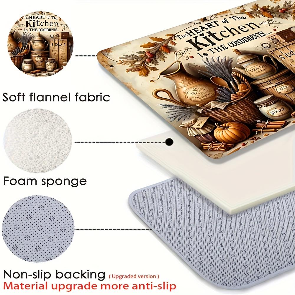 1Pcs Anti Fatigue Kitchen Rugs Vintage Print Waterproof Non-Slip Thick Cushioned Kitchen Mat Heavy Duty Comfort Standing Mat for Kitchen