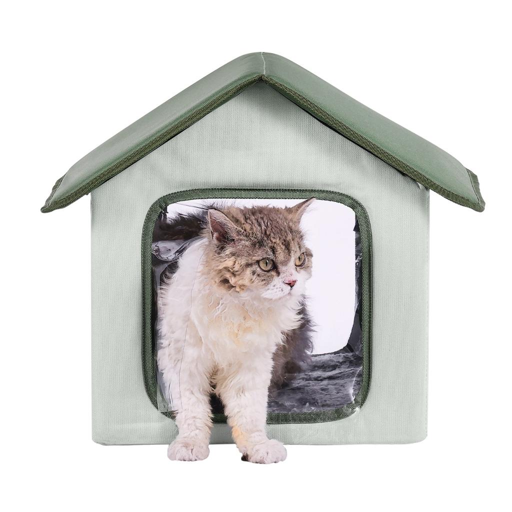 VEVOR Elevated Heated Cat House, Outdoor Kitty Shelter with Timer