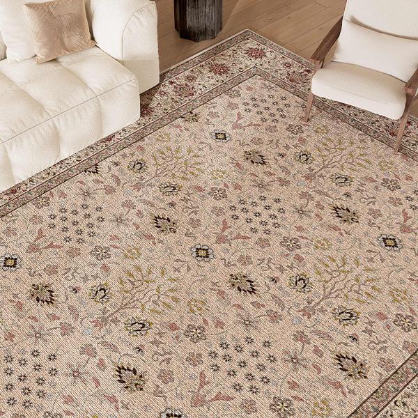 

Vintage European High-End, Non-Slip, Waterproof, Stain-Resistant Rug — Ideal for Living Room, Bedroom, or under a Coffee Table. 1 Square Meter (Foldable Faux Cashmere)