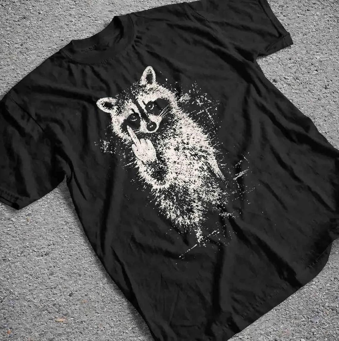 Funny Sarcastic Raccoon Shirt Middle Finger Trash Panda Tee Sassy Graphic Tshirt XXXXL