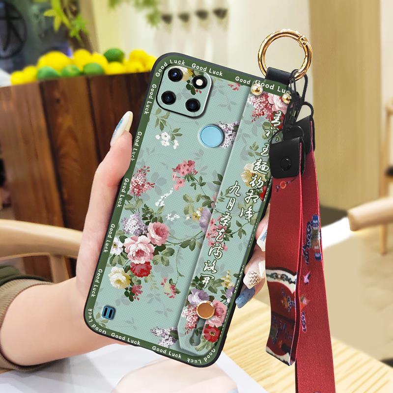 Waterproof Durable Phone Case For OPPO Realme C21Y/C25Y Elderly lady Soft case Anti-dust Ring Shockproof Wristband
