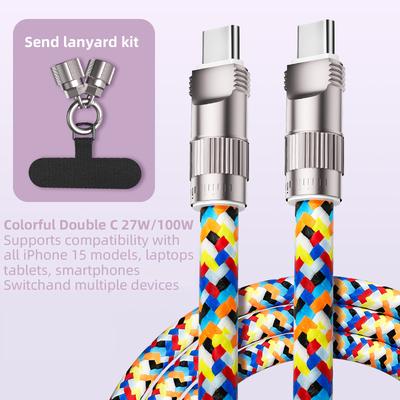 60W 2 In 1 Type C To USB C Fast Charging Cable Date Transfer For iPhone 15 iPad Samsung Tablets PD Fashion Phone Lanyard Straps