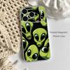Singular Space UFO Alien For iPhone 11,12,13,14,15,17,16,Pro,Plus,E,Max,Air,Mini Clear Magnetic Frosted Cover