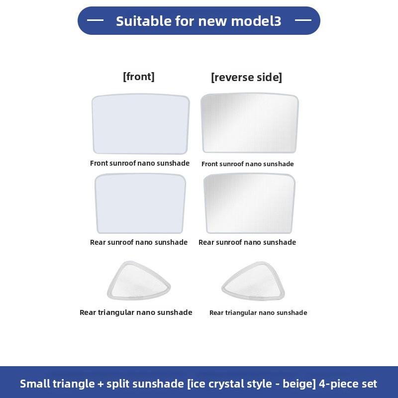 Naklejka Samochodowa Na Tesla Model 3 Model Y Osłona Przeciwsłoneczna Ulepszona Izolacja Ciepła Osłona Przeciwsłoneczna Dach Panoramiczny Osłona Dachu Kurtyna Lodowy Kryształ Hurtowa