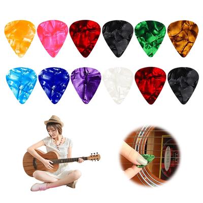 Guitar Thicknesses Random Suitable for Beginner Practice Resistant To Picks, 12-pack, 0.46mm/0.71mm/0.96mm/1.2mm, Colors, Acoustic/electric/bass