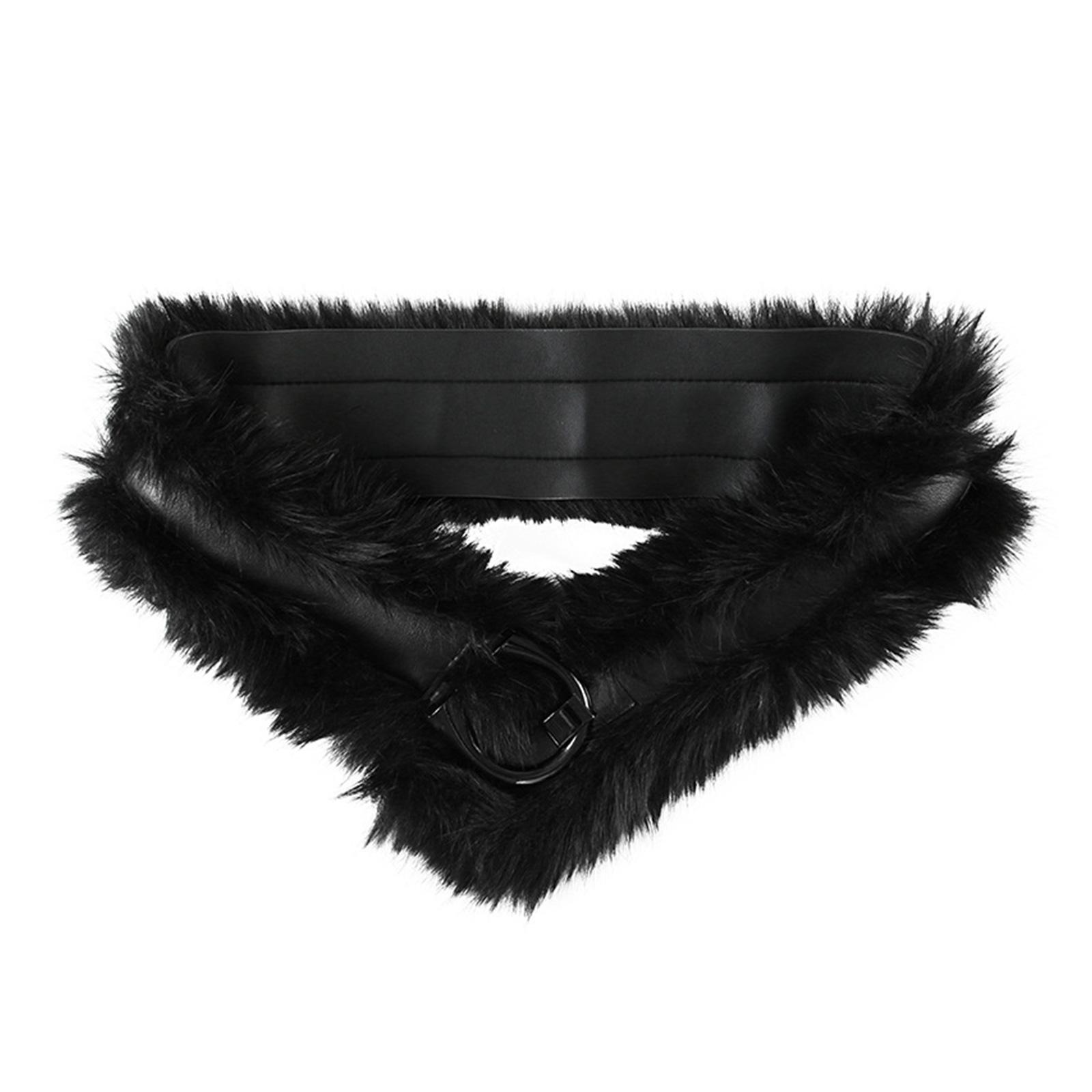 

Плюшевый Кожаный Лоскутный Пояс Уникальные Стили Поясная Лента Универсальный Наряд Женский Модный Аксессуар чёрный