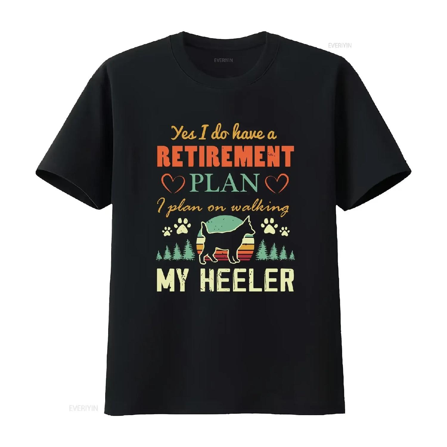 Retired T Shirt Blue Heeler Australian Cattle Dog Retiring RetiremenT Red Mom Cute  vintage Washed Unisex fashion Comfortable S чёрный