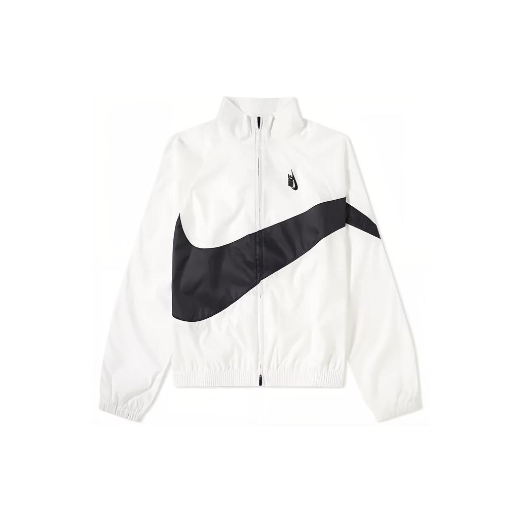 Nike Lab Heritage Stand Collar Zip Jacket With Large Swoosh Men Jackets White Black AA1569-100