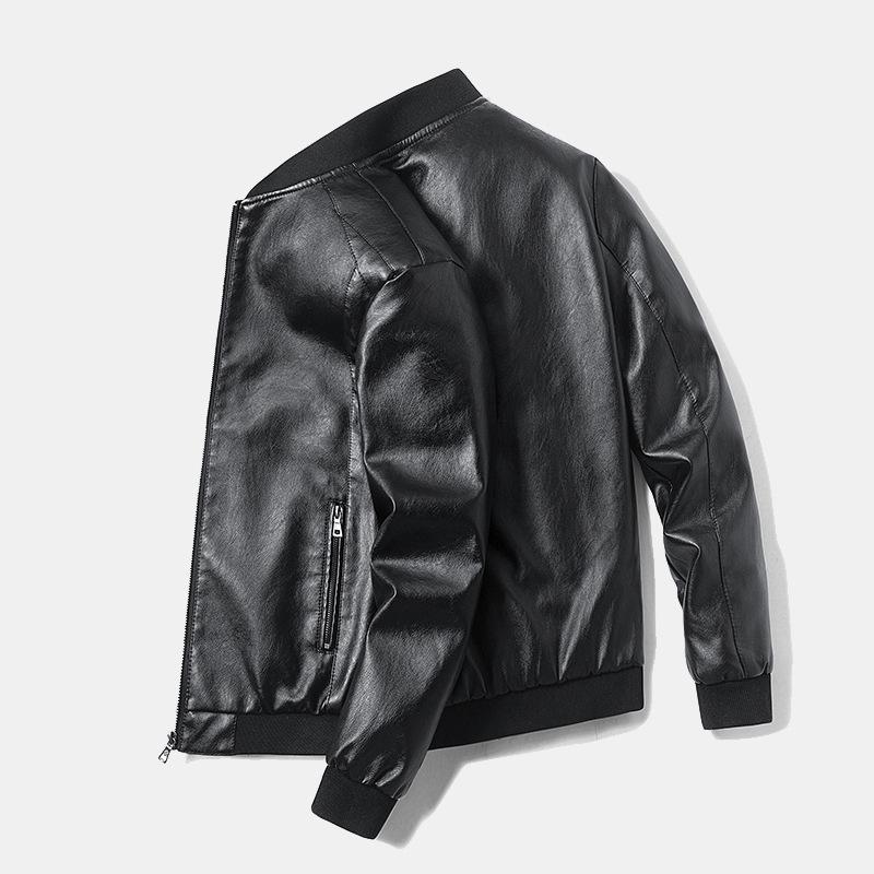 8XL Plus Size Men's Slim Fit PU Leather Jacket - Spring/Autumn Korean Motorcycle Style