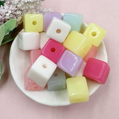 Home Party Supplies About 13mm Fashion Square Jelly Color Loose Beads for Bracelets Earrings Making 20Pcs Material Creative Acrylic
