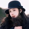Black Bucket Hat Autumn Winter French Temperament Keeping Warm Bow Bucket Hat For Women
