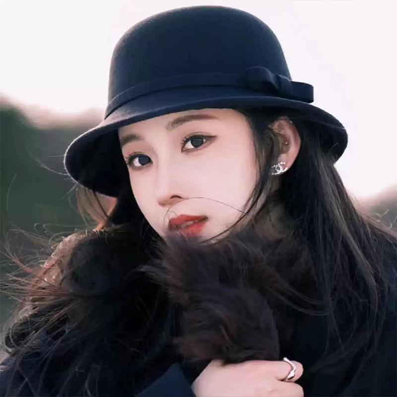 Black Bucket Hat Autumn Winter French Temperament Keeping Warm Bow Bucket Hat For Women