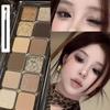 Cool-toned Ash Brown 12-Color Eyeshadow Palette Smoky Pearl Glitter Matte Everyday Makeup Palette, 1 Pcs, Brown Family