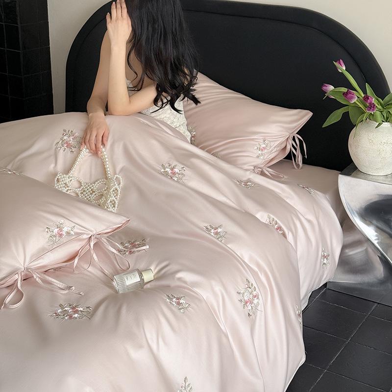 Elegant Luxury: Embroidered Long-Staple Cotton 4-Piece Bedding Set