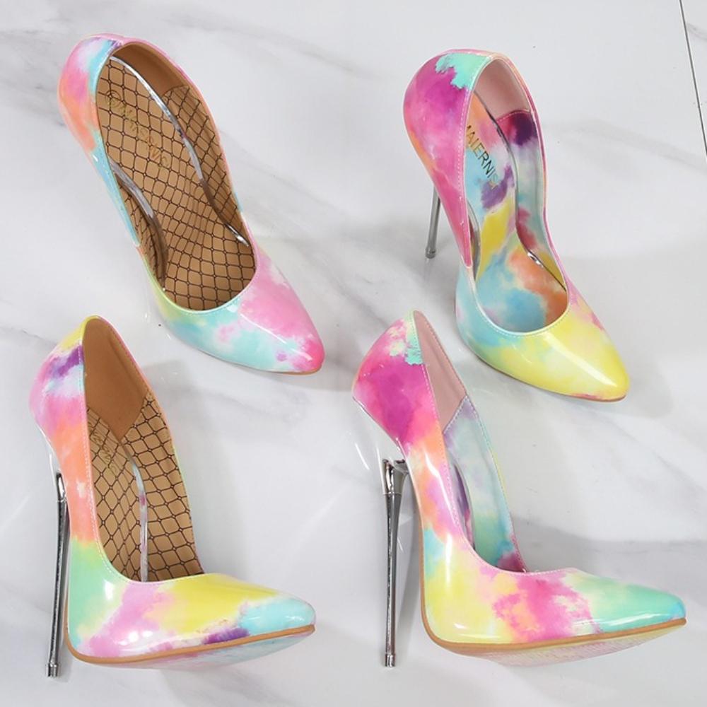 Women Big Size Hand Painted Graffiti Pointed Toe Stiletto Pumps Art Pattern Fashion Nightclub Party High Heels WZ-A16-35
