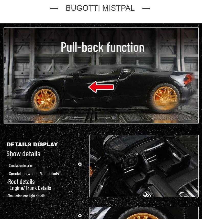 1:32 Bugatti Mistral Alloy Car Model for Kids - Simulated Play Car