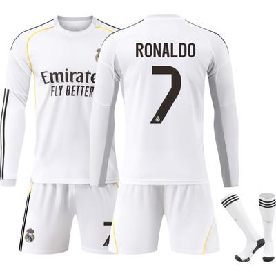 Maglia da Calcio Real Madrid Home a Maniche Lunghe 25-26 per Bambini e Adulti RONALDO #7