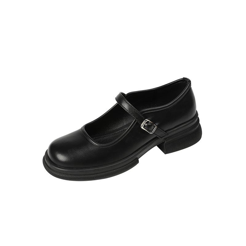 Q1-7 color matching Mary Jane single shoes new four-season commuting French light mouth platform thick heel women's shoes British small leather shoes