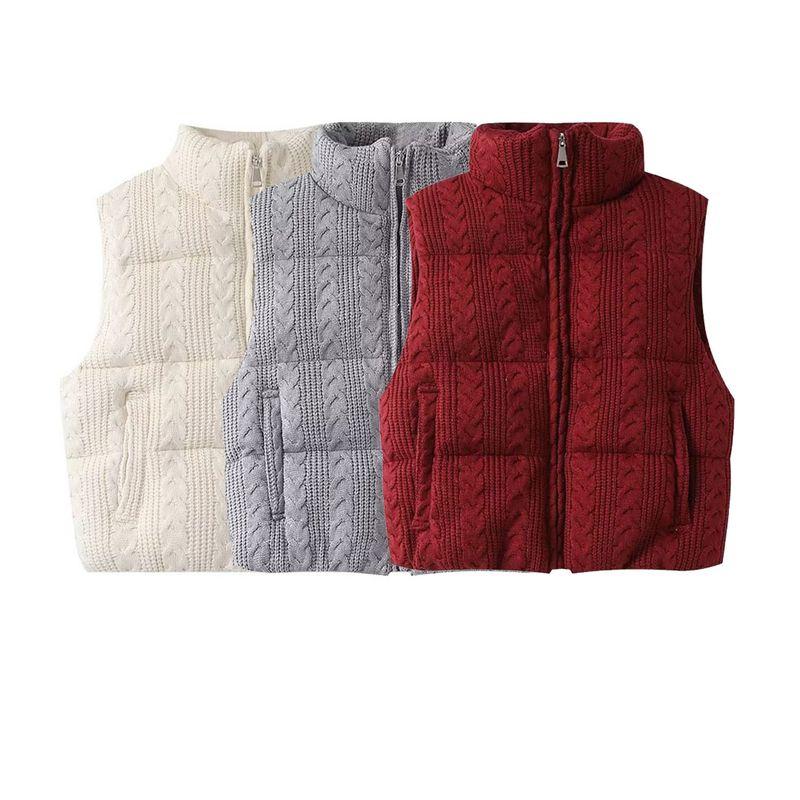 Kaslead New Women Clothes Western Style Fashion Simple and Versatile Knitted Cotton-Padded Coat Vest 6318224