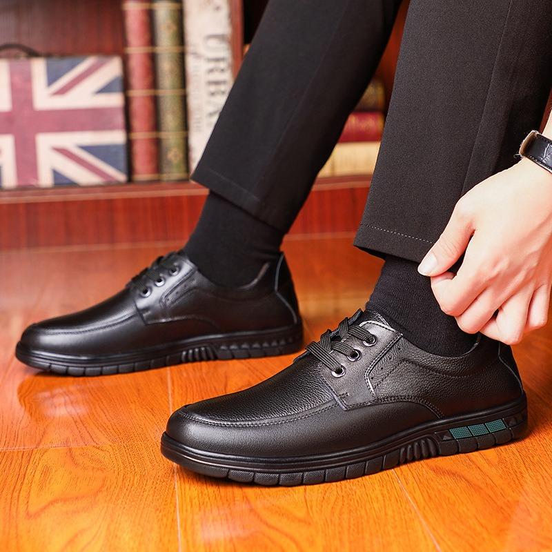 Men's Leather Shoes Leather Business Casual Men's Spring and Autumn Non-slip Soft Bottom Breathable Middle-aged Dad Shoes