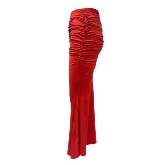 Sukně rybího střihu s vysokým pasem a řasením Dámská sukně Jednobarevný design Zeštíhlující efekt Dlouhá sukně Dojíždění Streetwear